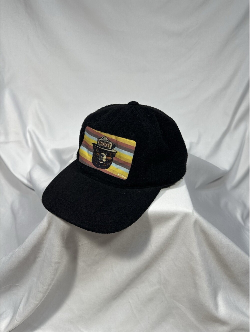 Smokey Bear Vintage Fleece Baseball Cap Hat Black One Size Rare